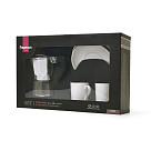 Set of Coffee Maker for 2 cups/120 ml (aluminium) and 2 ceramic cups with 2 saucers