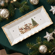 Stačiakampė lėkštė CHRISTMAS EVE 28x12,5 cm, aukso spalvos (naujasis kaulinis porcelianas)