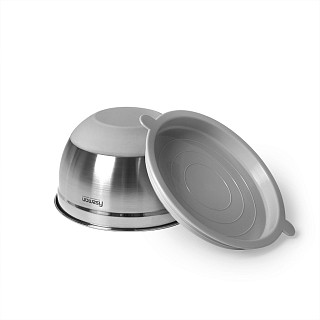 Mixing bowl 16x10 cm / 1.5 LTR with lid and silicone bottom (stainless steel)