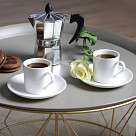 Set of Coffee Maker for 2 cups/120 ml (aluminium) and 2 ceramic cups with 2 saucers