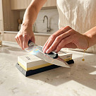 Whetstone 18.5x6.5x3.2 cm 1000/6000grit with silicone base and angle guide (corundum, ceramic)
