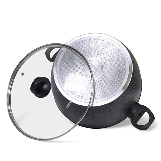 Stockpot MAGNA 30x15 cm / 9.15 LTR with glass lid with induction bottom (aluminium with non-stick coating)