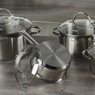 8PCS Cookware set GABRIELA 8 pcs with glass lids (stainless steel)
