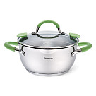 Stockpot CHARLOTTE 24x12,5 cm / 4.7 LTR with glass lid, pouring lip and lid strainer (stainless steel)
