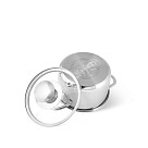 BAMBINO Mini cooking pot 12x7.5 cm / 0.8 LTR with glass lid (stainless steel)