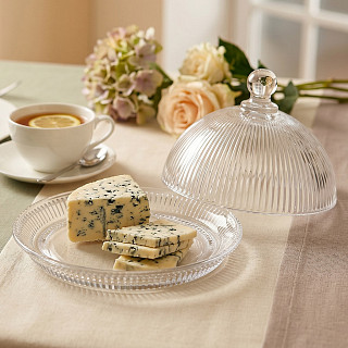 Cheese serving dish 13.7x9.8 cm with lid (glass)