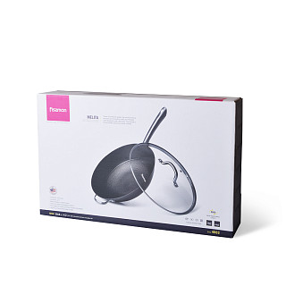 Wok MELITA 30x8 cm / 4.2 LTR with glass lid (lightweight cast iron with non-stick coating)