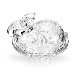 Serving dish 17.5x12.5x14.5 cm with a rabbit shaped lid (glass)