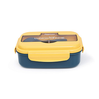 Lunch box with 3 compartments 21.5x15x8 cm / 1100 ml, yellow (plastic), art. 16740