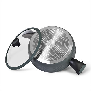 Shallow casserole BRILLIANT 28x7.5 cm / 4.1 LTR with detachable handles and glass lid (aluminum with non-stick coating)