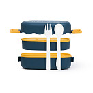 Two-tier lunch box 19x9x8 cm 800 ml, green (plastic)