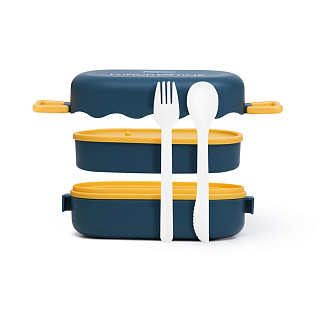 Two-tier lunch box 19x9x8 cm 800 ml, green (plastic)