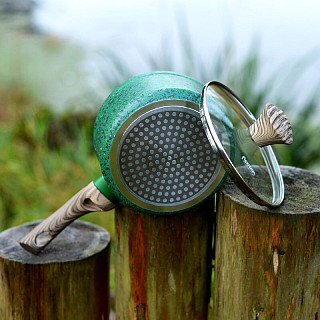 Sauce pan MALACHITE 16x7.8 cm / 1.4 LTR with glass lid with induction bottom (aluminium with non-stick coating)