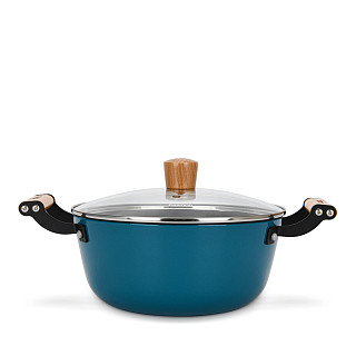 Stockpot SEAGREEN 24x11 cm / 4 LTR with glass lid (enamelled lightweight cast iron with non-stick coating)