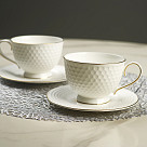 Set of cups NOEMI 300 ml x 2 pcs. with saucers (New bone china)