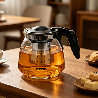 Tējkanna 900 ml ar tērauda filtru (karstumizturīgs stikls)