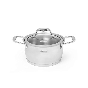 Stockpot MIRANDA 16x9 cm / 1.9 LTR with glass lid (stainless steel)