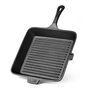 Square grill pan 26x4.5 cm with helper handle (cast iron)