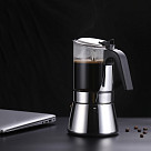 Stovetop Espresso Maker for 9 cups / 360 ml (stainless steel+glass)