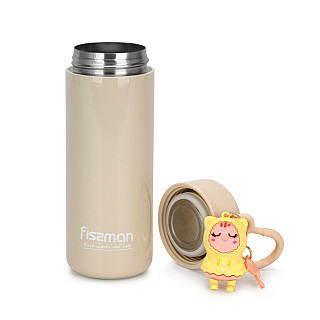 Double wall vacuum flask 380 ml beige (stainless steel), art. 9861
