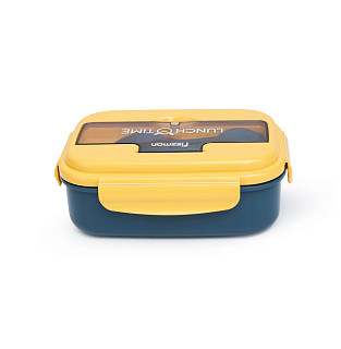 Lunch box with 3 compartments 21.5x15x8 cm / 1100 ml, yellow (plastic), art. 16740