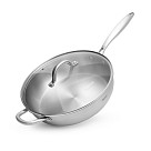 Deep frying pan AETERNUM 28х7.5 cm with glass lid (stainless steel)