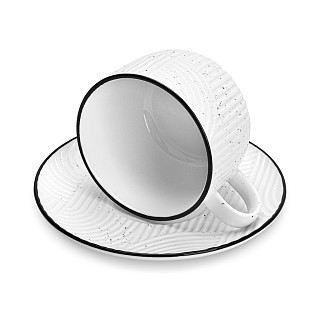 Puodelis ART DECO 250 ml su lėkštute (porcelianas)