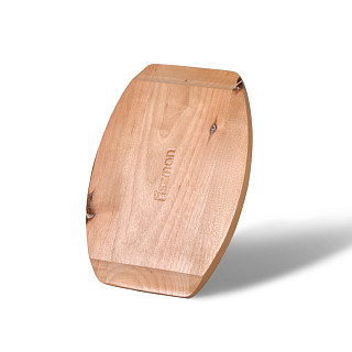 Keptuvė 18x4,5cm su dviem rankenėlėmis ant medinio stovo (ketaus)