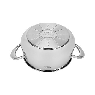 Puodas ABSOLUTE PRO 20x10 cm / 3,2 l su stikliniu dangčiu (nerūdijantis plienas)