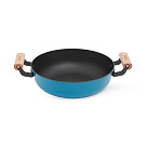 Shallow casserole SEAGREEN 28x8 cm / 4 LTR with glass lid (enamelled lightweight cast iron with non-stick coating)