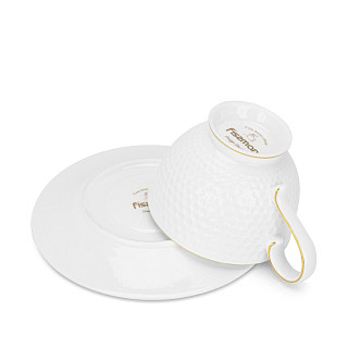 Set of cups NOEMI 200 ml x 2 pcs. with saucers (New bone china)