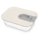 Trauks ar plastmasas vāku 17,8x13,2x6,3 cm / 640 ml (bora silikāta stikls)