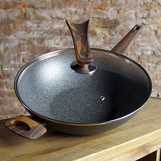 WOK panna CAPELLA 30x8,5cm/4300 ml ar stikla vākul (alumīnijs)