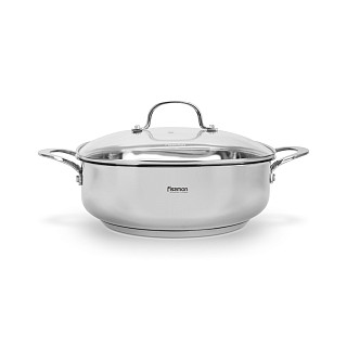 Shallow casserole EXCLUSIVE PRO 26x9 cm / 4.6 LTR with glass lid (stainless steel)