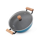 Shallow casserole SEAGREEN 28x8 cm / 4 LTR with glass lid (enamelled lightweight cast iron with non-stick coating)