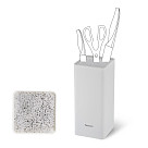 Kitchen knife organizer 10x10x22cm, square shaped, WHITE (plastic)