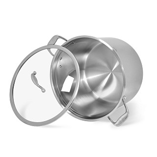 Stockpot MAXI 30x20 cm / 14 LTR with glass lid (stainless steel)