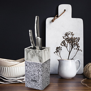 Kitchen knife organizer 11x11x23 cm, color MARBLE (plastic)