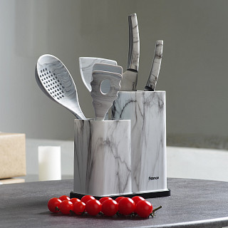 Kitchen knife and utensil organizer 11x11x23 + 11x11x17 cm, color MARBLE (plastic)