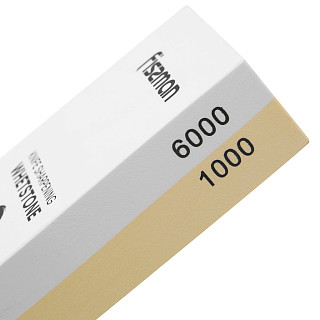 Точильный камень 1000/6000# 18,5x6,5x3,2 см на силиконовом основании с держателем угла заточки (корунд, керамика)