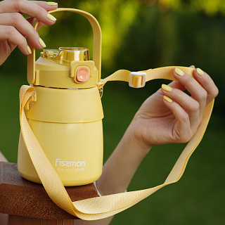 Double wall vacuum flask 800 ml yellow (stainless steel), art. 9865