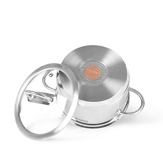 Stockpot BENJAMIN 18x10 cm / 2.5 LTR with glass lid (stainless steel)