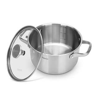 Stockpot MASTER CHEF 20x11 cm / 3.1 LTR with glass lid (stainless steel)