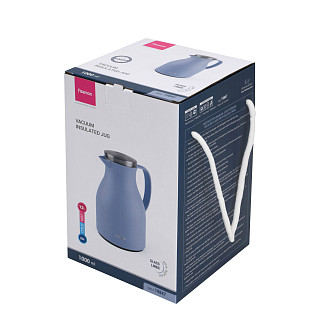 Термокувшин 1 л со стеклянной колбой, синий