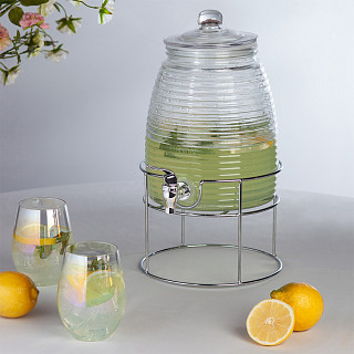 Dzērienu trauks ar dozatoru 5L ar statīvu (stikls)