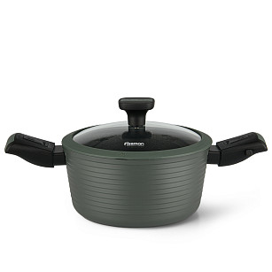 Stockpot BRILLIANT 20x10 cm / 2.6 LTR with detachable handles and glass lid (aluminum with non-stick coating)