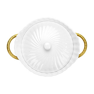 Chafing dish 28.8x21.5х15.2 cm with lid and metal stand (porcelain)