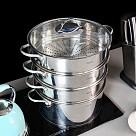 BARAKAT Steamer stock pot 32x15 cm / 12 LTR with 3 steamer inserts 32x9 cm and glass lid (stainless steel)
