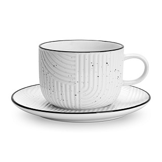 Krūzīte ar apakštasīti ART DECO 250 ml (porcelāns)