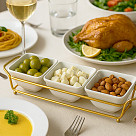 Set of 3 bowls 35.8x10.7x6.3 cm with metal stand (porcelain)